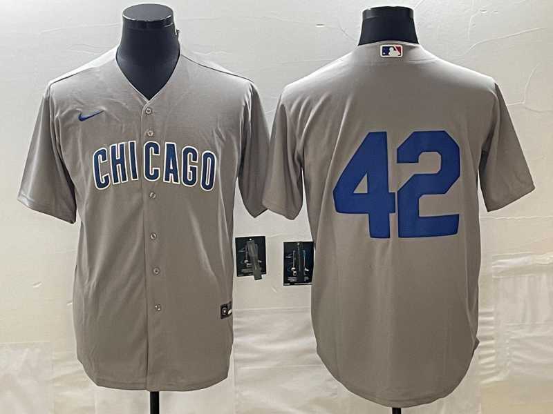 Men%27s Chicago Cubs #42 Bruce Sutter Gray Stitched Cool Base Nike Jersey->chicago cubs->MLB Jersey